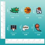 Fohiahfce 25Pcs Basketball Shoe Charms for Clog Decoration, Sports Ball Charms Accessories for Men