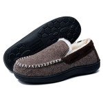 Telifor Mens Warm Fuzzy Moccasin House Slippers, Comfy Winter Slip on Memory Foam Indoor Bedroom Slippers for Men, Cozy Fluffy Plush Fur Lining Man Home Houseshoes Non-Slip