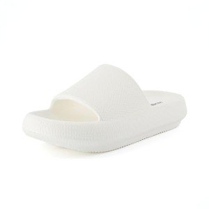 CUSHIONAIRE Women's Feather Cloud Recovery Slide Sandals with +Comfort, Vanilla 8