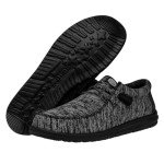 Hey Dude Wally Sport Knit Black/Black Size 11 | Men's Loafers | Men's Slip On Shoes | Comfortable & Light Weight