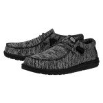 Hey Dude Wally Sport Knit Black/Black Size 11 | Men's Loafers | Men's Slip On Shoes | Comfortable & Light Weight