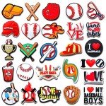 Xaldrichasta Baseball Shoe Charms for Clog Different Matching Sandals Wristbands Bracelets, Sports Ball Shoe Charms Decorations for Kids Teens Adults Party Gifts