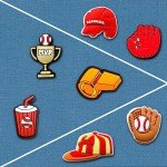 Xaldrichasta Baseball Shoe Charms for Clog Different Matching Sandals Wristbands Bracelets, Sports Ball Shoe Charms Decorations for Kids Teens Adults Party Gifts