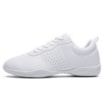 LANDHIKER Cheer Shoes Girls White Dance Shoes Youth Cheerleading Womens Cheer Shoes Fashion Sports Shoes Training Athletic Comfortable Shoes Flats Girl