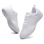 LANDHIKER Cheer Shoes Girls White Dance Shoes Youth Cheerleading Womens Cheer Shoes Fashion Sports Shoes Training Athletic Comfortable Shoes Flats Girl