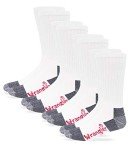 Wrangler Men's Steel Toe Boot Work Crew Cotton Cushion Socks 4 Pair Pack, White, Large