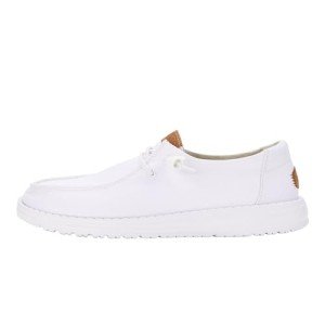 Hey Dude Women's Wendy Canvas Wide White Size W9 | Women's Shoes | Women's Slip On Loafers | Comfortable & Light-Weight