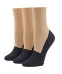 HUE Women's Perfect Edge Cotton Loafer Liner Socks, Black - 3 Pair Pack, One Size