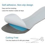 2 Pairs Pigskin High Heel Cushion Inserts, Adhesive Arch Support Sandal Inserts, Anti-Slip Shoe Inserts for Flat Shoe Pain Relief, Leather Cushioning Heel Insoles for Boots Dress Shoes, Gray, S 5-7