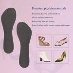 2 Pairs Pigskin High Heel Cushion Inserts, Adhesive Arch Support Sandal Inserts, Anti-Slip Shoe Inserts for Flat Shoe Pain Relief, Leather Cushioning Heel Insoles for Boots Dress Shoes, Gray, S 5-7