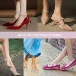 2 Pairs Pigskin High Heel Cushion Inserts, Adhesive Arch Support Sandal Inserts, Anti-Slip Shoe Inserts for Flat Shoe Pain Relief, Leather Cushioning Heel Insoles for Boots Dress Shoes, Gray, S 5-7