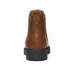 DREAM PAIRS Women's Low Heel Chelsea Ankle Boots Fashion Slip On Elastic Fall Booties Shoes,Size 9,Brownish/Yellow/PU,DAB213