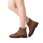 DREAM PAIRS Women's Low Heel Chelsea Ankle Boots Fashion Slip On Elastic Fall Booties Shoes,Size 9,Brownish/Yellow/PU,DAB213
