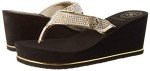 GUESS Womens Sarraly Flip-Flop, Gold 771, 10 US