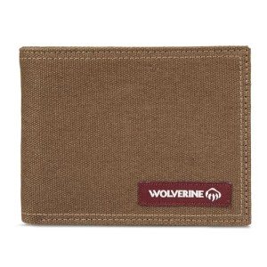 WOLVERINE Men's RFID Blocking Rugged Bifold & Passcase Wallets (Avail Canvas Or Leather), Guardian Cotton-Chestnut, One Size