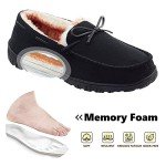 VLLy Mens Slippers Moccasins for Men Plush Lined Cozy House Bedroom Slippers Comfortable Slip on Flat Shoes with Memory Foam for Indoor Outdoor Use Black Size 11 US
