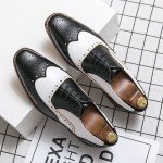 HuitJours Men Black White Brogues Wingtip Dress Shoes Lace up Spectator Two Tone Multi Tone Gatsby Derby Prom Oxford