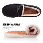 VLLy Mens Slippers Moccasins for Men Plush Lined Cozy House Bedroom Slippers Comfortable Slip on Flat Shoes with Memory Foam for Indoor Outdoor Use Black Size 11 US