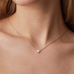 PAVOI 14K White Gold Plated Mini Dainty Heart Initial Necklace | Slider Adjustable Necklace - 18" | Letter Necklaces for Women | M Initial