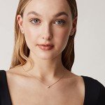 PAVOI 14K White Gold Plated Mini Dainty Heart Initial Necklace | Slider Adjustable Necklace - 18" | Letter Necklaces for Women | M Initial