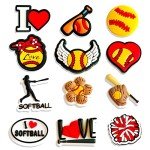 12PCS Softball Shoes Charms for Clog Sandals Decoration, Sports Balls Shoe Charms for Men Boys Teens Girls Women Lover Party Favors