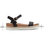 DREAM PAIRS Womens Open Toe Ankle Strap Espadrille Casual Flatform Platform Wedge Sandal, Black/Pu - 8 (Sunna)