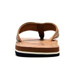 Quickshark Mens Flip Flops Thong Sandals Lightweight Beach Slippers Arch Support Leather 1-Khaki Size 7