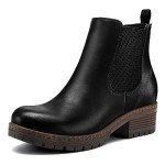 mysoft Women's Chelsea Ankle Boots Side Zipper Chunky Block Low Heel Booties Lug Sole Short Boots