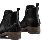 mysoft Women's Chelsea Ankle Boots Side Zipper Chunky Block Low Heel Booties Lug Sole Short Boots