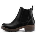 mysoft Women's Chelsea Ankle Boots Side Zipper Chunky Block Low Heel Booties Lug Sole Short Boots