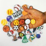 YBW 30-Pieces Shoe Charms Sports for Boys Croc Clogs, Basketball Soccer Softball Baseball Football Shoe Pins Decorations Accessories for Kids Gifts, button 0.47 inch