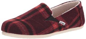TOMS Womens Redondo Plaid Slip On Flats Casual - Black, Red - Size 9 B