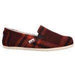 TOMS Womens Redondo Plaid Slip On Flats Casual - Black, Red - Size 9 B