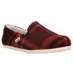 TOMS Womens Redondo Plaid Slip On Flats Casual - Black, Red - Size 9 B