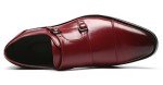 Mens Dress Shoes Double Monk Strap Slip On Loafer Shoes Oxford Leather Shoes for Men Red 8.5 D(M) US