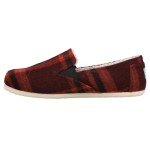 TOMS Womens Redondo Plaid Slip On Flats Casual - Black, Red - Size 9 B