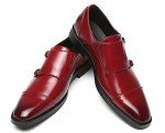 Mens Dress Shoes Double Monk Strap Slip On Loafer Shoes Oxford Leather Shoes for Men Red 8.5 D(M) US