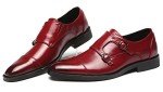 Mens Dress Shoes Double Monk Strap Slip On Loafer Shoes Oxford Leather Shoes for Men Red 8.5 D(M) US