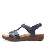 Clarks Women's April Cove Flat Sandal, Navy Leather, 7