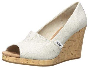 TOMS Women's Classic Espadrille Wedge Sandal, Natural Crosshatch Jacquard, 5.5