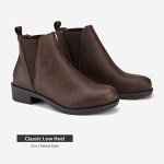 DREAM PAIRS Women's Ankle Boots Chunky Low Heel Chelsea Booties Slip On Elastic Fall Short Boots,Size 9,Brown/pu,Isabella-2
