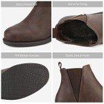 DREAM PAIRS Women's Ankle Boots Chunky Low Heel Chelsea Booties Slip On Elastic Fall Short Boots,Size 9,Brown/pu,Isabella-2