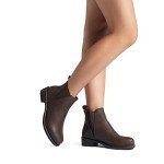 DREAM PAIRS Women's Ankle Boots Chunky Low Heel Chelsea Booties Slip On Elastic Fall Short Boots,Size 9,Brown/pu,Isabella-2