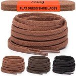 Miscly Flat Dress Shoe laces for Chukka Desert Boot, Dress Shoes and Dress Boots [1 Pair] 3/16” thin, 100% Cotton (27″, Brown)