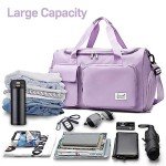 Suruid Travel Duffel Bag with Shoes Compartment Sports Gym Bag with Dry Wet Separated Pocket for Men and Women, Overnight Bag Weekender Bag Training Handbag Yoga Bag - Purple