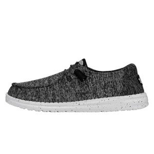 Hey Dude Women's Moccasin Wendy Sport Knit, Black/White, 8