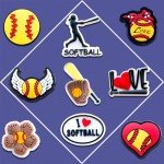 9Pcs Softball Shoe Charms for Clog Sandals Bracelets Decoration, Sports Ball Charms (Softball)