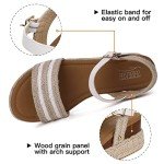 SHIBEVER Platform Sandals Women Espadrilles Wedge Sandals for Women Open Toe Buckle Ankle Strap Dress Shoes