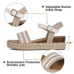 SHIBEVER Platform Sandals Women Espadrilles Wedge Sandals for Women Open Toe Buckle Ankle Strap Dress Shoes