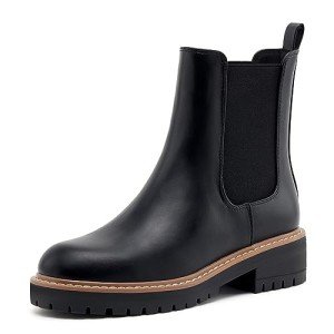 vodvob Women's Chelsea Boots Fashion Slip On Ankle Booties Casual Elastic Chunky Block Booties